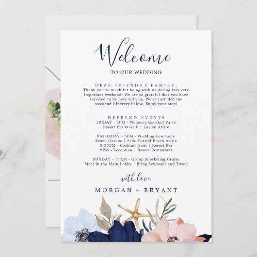 Modern Nautical Welcome Letter Itinerary & Map (Front/Back)