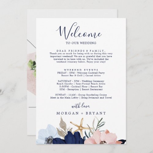 Modern Nautical Welcome Letter Itinerary  Map