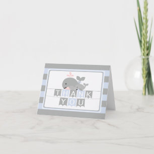 Modern Nautical Whale Baby Shower Thank You Card