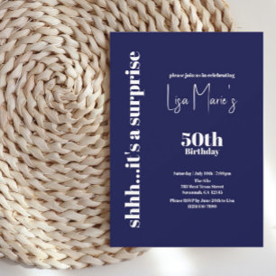 Modern Navy 50th Surprise Birthday Invitation