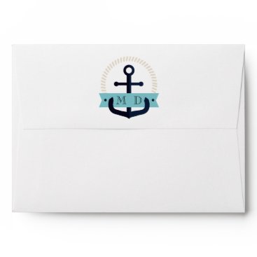 Modern Navy Anchor Nautical Monogram Wedding  Enve Envelope