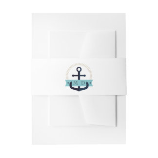 Modern Navy Anchor Nautical Monogram Wedding Invi Invitation Belly Band