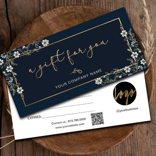 Modern Navy And Gold Add Logo Gift Certificate