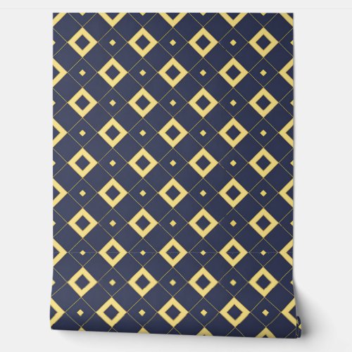 Modern Navy and Gold Diamond Pattern  Wallpaper