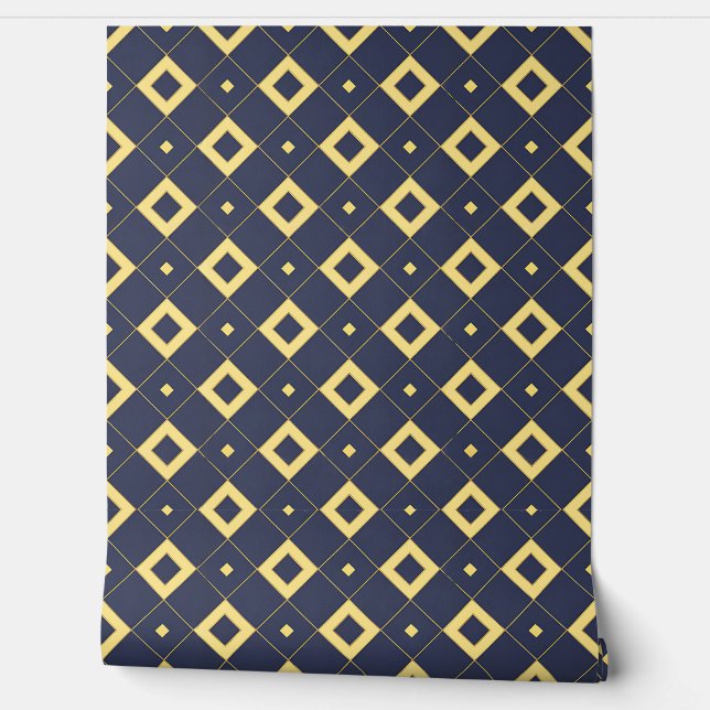 Modern Navy and Gold Diamond Pattern  Wallpaper (Unrolling)
