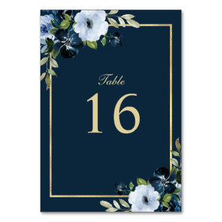 modern navy and gold wedding table number