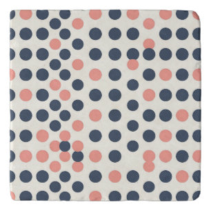 Modern Navy and Peach Geometric Polka Dot Trivet