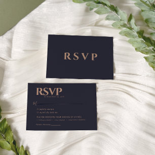 Modern Navy and Rose Gold Wedding RSVP Card