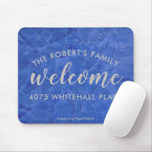 Modern Navy and Silver Personalized Name Mouse Pad