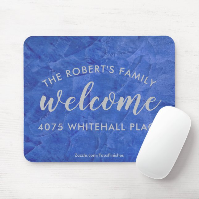 Modern Navy and Silver Personalized Name Mouse Pad (With Mouse)