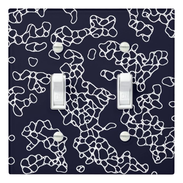 Modern Navy and White Pattern Light Switch Cover (In Situ)