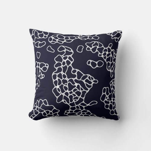 Modern Navy and White Pattern Throw Pillow