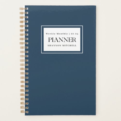 Modern Navy Blue 2022 2023 Weekly Monthly Planner