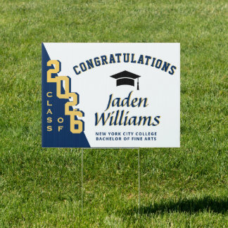Modern Navy Blue 2026 Graduation Banner Yard Sign