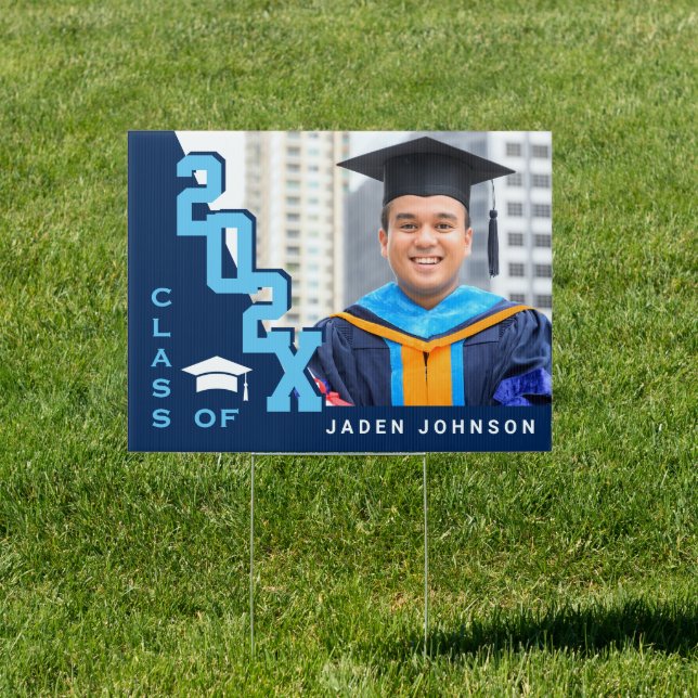 Modern Navy Blue 2026 Graduation Banner Yard Sign (Insitu)