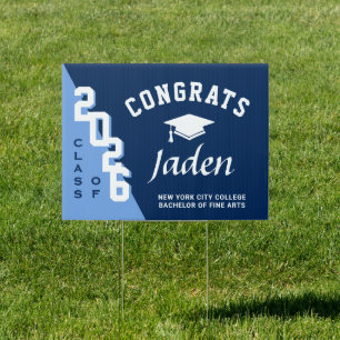 Modern Navy Blue 2026 Graduation Banner Yard Sign
