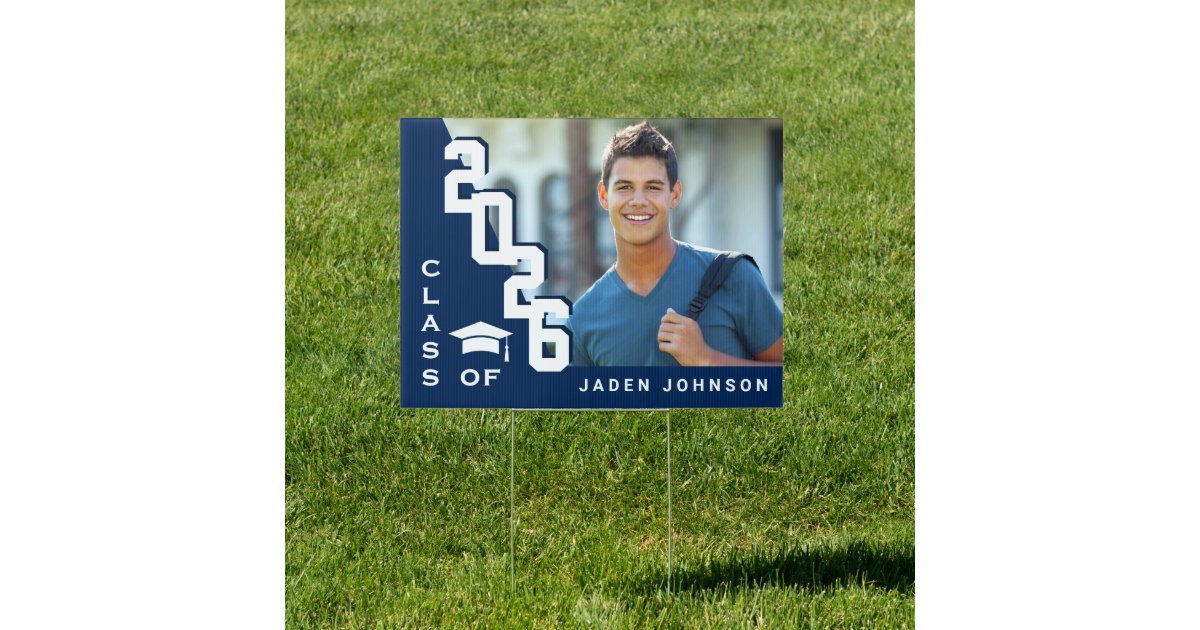 Modern Navy Blue 2026 Graduation Banner Yard Sign | Zazzle