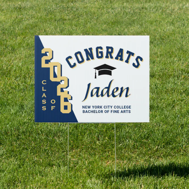 Modern Navy Blue 2026 Graduation Banner Yard Sign | Zazzle