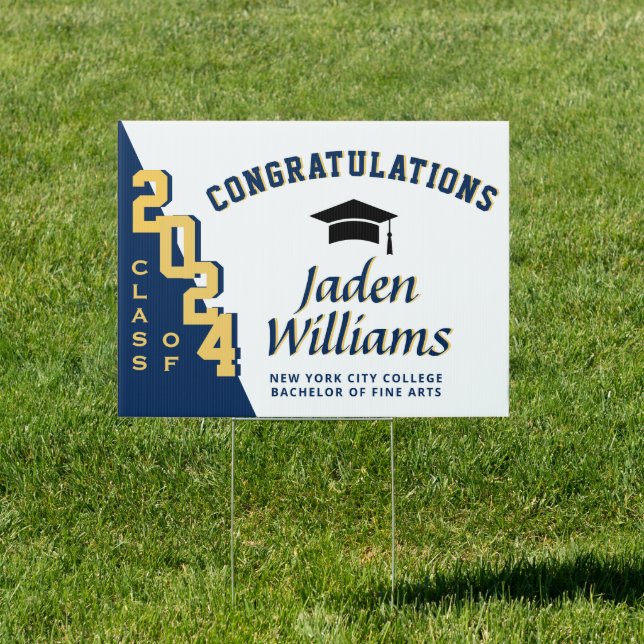 Modern Navy Blue 2026 Graduation Banner Yard Sign (Insitu)