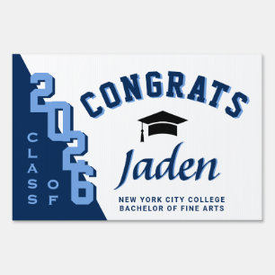 Modern Navy Blue 2026 Graduation Banner Yard Sign