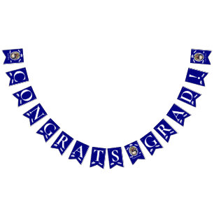 Modern Navy Blue 3 Photos, Graduation Cap, Diploma Bunting Flags