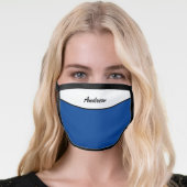 Modern Navy Blue Add Your Own Name Face Mask (Worn Her)