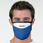 Modern Navy Blue Add Your Own Name Face Mask (Worn Him)