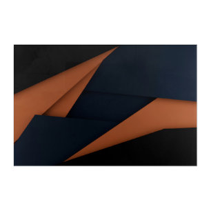 Modern Navy Blue and Copper Geometric Acrylic Print