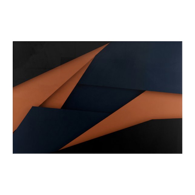 Modern Navy Blue and Copper Geometric Acrylic Print (Front)