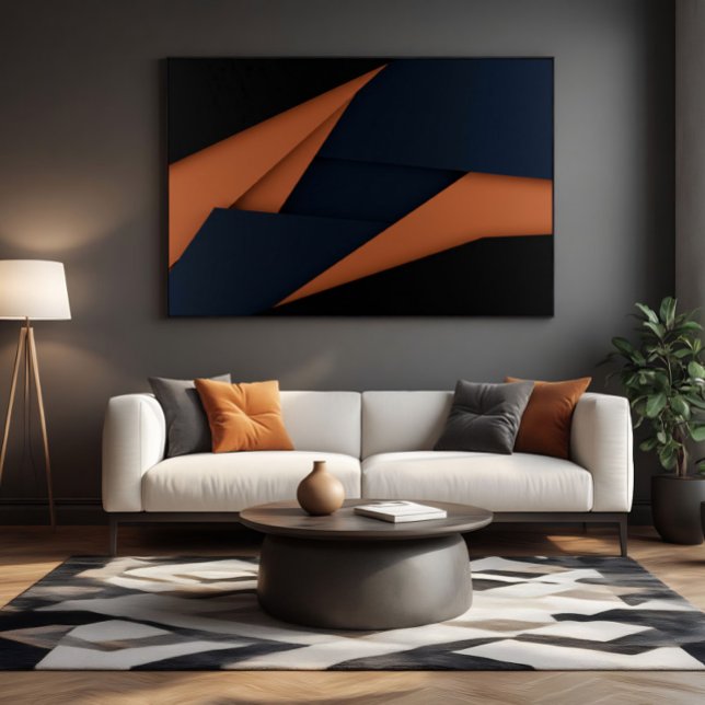 Modern Navy Blue and Copper Geometric Canvas Print (Creator Uploaded)