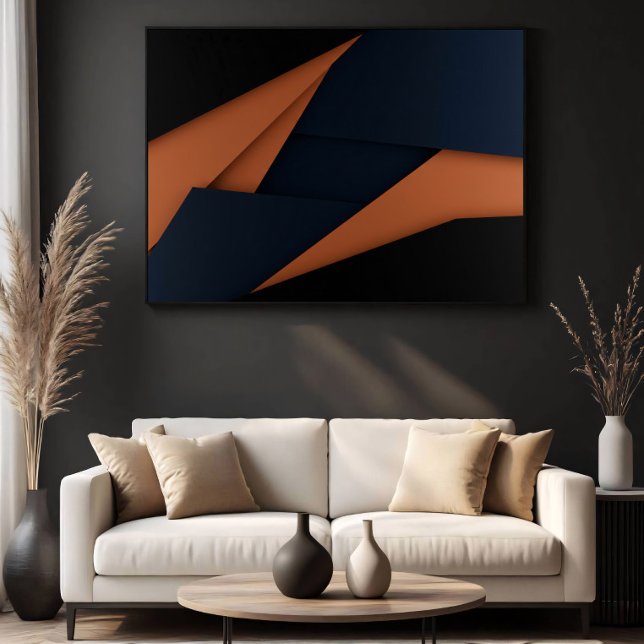 Modern Navy Blue and Copper Geometric Poster (Creator Uploaded)