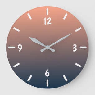 Modern Navy Blue and Coral Gradient Large Clock