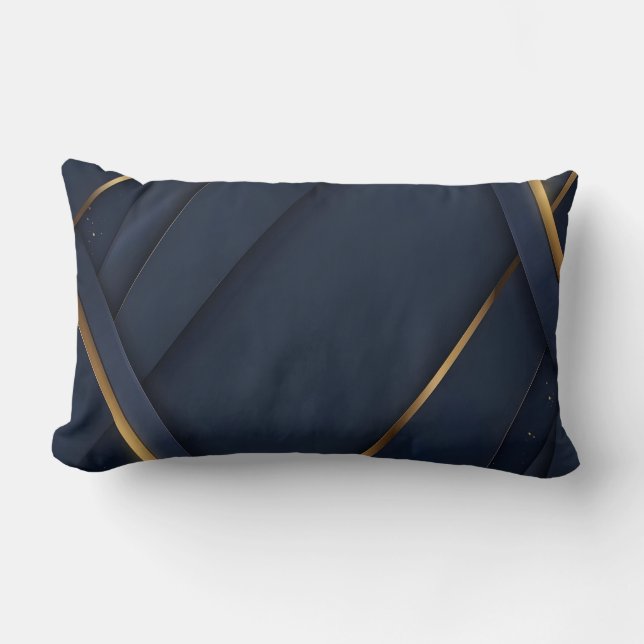 Modern Navy Blue and Gold Geometric  Lumbar Pillow (Front)