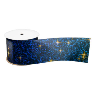 Modern Navy Blue And Gold Glitter Texture Satin Ri Satin Ribbon