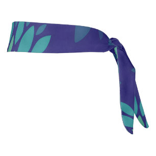 Modern Navy Blue and Green Floral Leaves Pattern Tie Headband