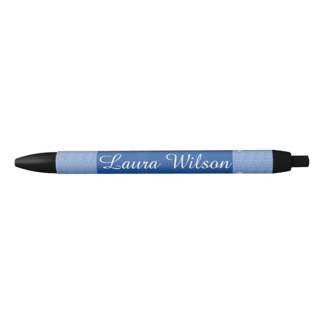 Modern Navy Blue and Lines Monogram Pen (Front)