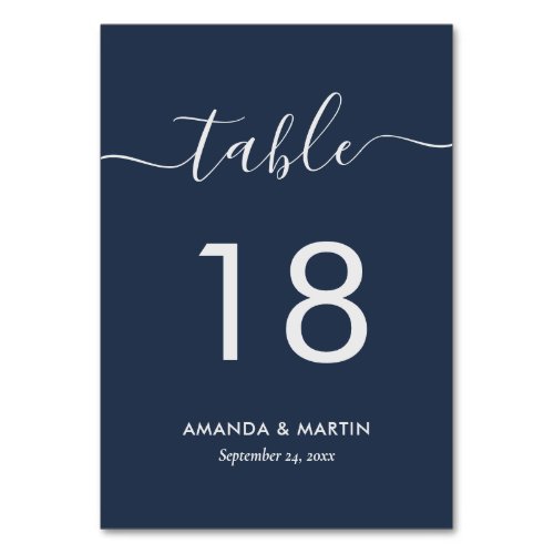 Modern Navy Blue and Silver Table Number
