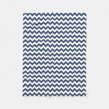 Modern Navy Blue And White Chevron Zigzag Fleece Blanket by cardeddesigns at Zazzle