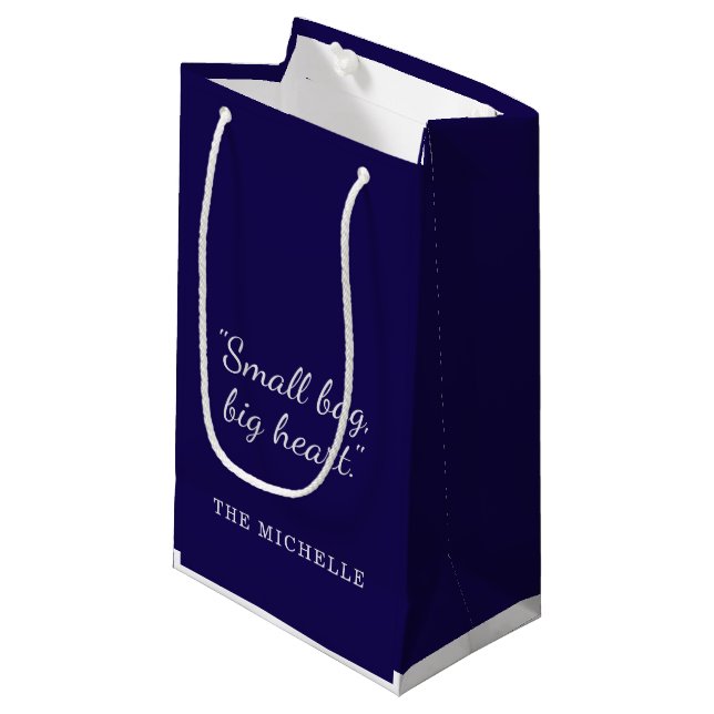 Modern Navy Blue and White Custom Pattern Design Small Gift Bag (Front Angled)