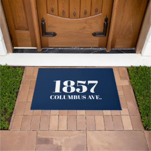 Modern navy blue and white elegant doormat