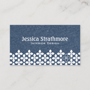 Modern Navy Blue and White Flower Elegant Business Card