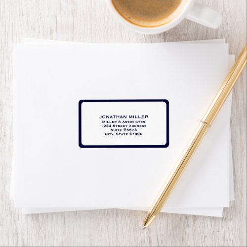 Modern Navy Blue and White Multi_Line Address Label