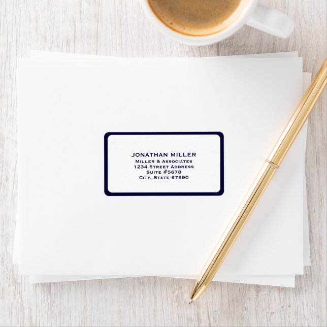 Modern Navy Blue and White Multi-Line Address Label (Insitu)