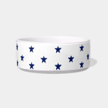 Modern navy blue and white stars pattern dog Cat Bowl<br><div class="desc">Modern navy blue and white stars pattern dog cat Pet ceramic Bowl</div>