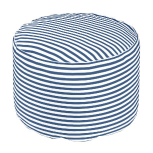 Modern navy blue and white stripes pattern chic pouf