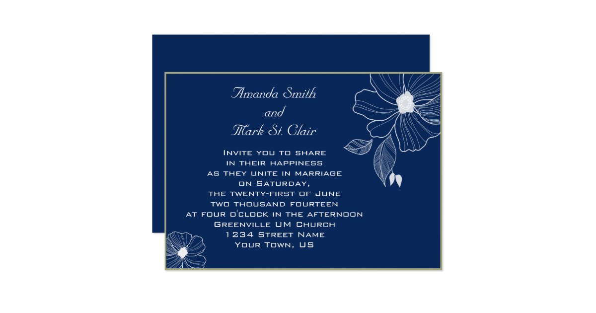 Navy Blue And White Wedding Invitations 10