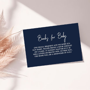 Modern Navy Blue Baby Shower Book Request  Enclosure Card