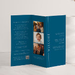 Modern Navy Blue Bar Mitzvah Trifold Program<br><div class="desc">Make your wedding day uniquely yours with our customizable minimalist navy blue and white trifold program with multiple photographs. There is a diy element to this product - you will need to fold it yourself in a brochure style. It includes information on the honors, the event timeline, a bar mitzvah...</div>