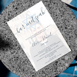 Modern navy blue  bold bar mitzvah photo invitation<br><div class="desc">Modern dark navy blue bold script calligraphy typography Bar Mitzvah party invitation .Perfect for a modern party. Add your your photo and your Hebrew Name.</div>