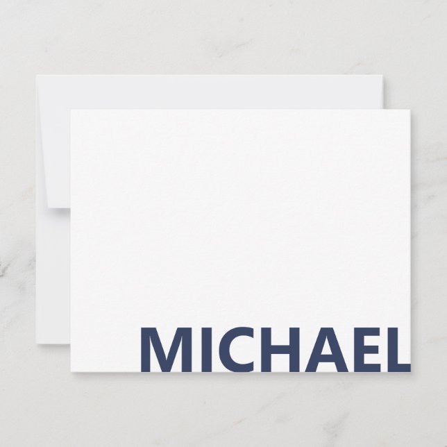 Modern Navy Blue Bold Monogram Note Card (Front)